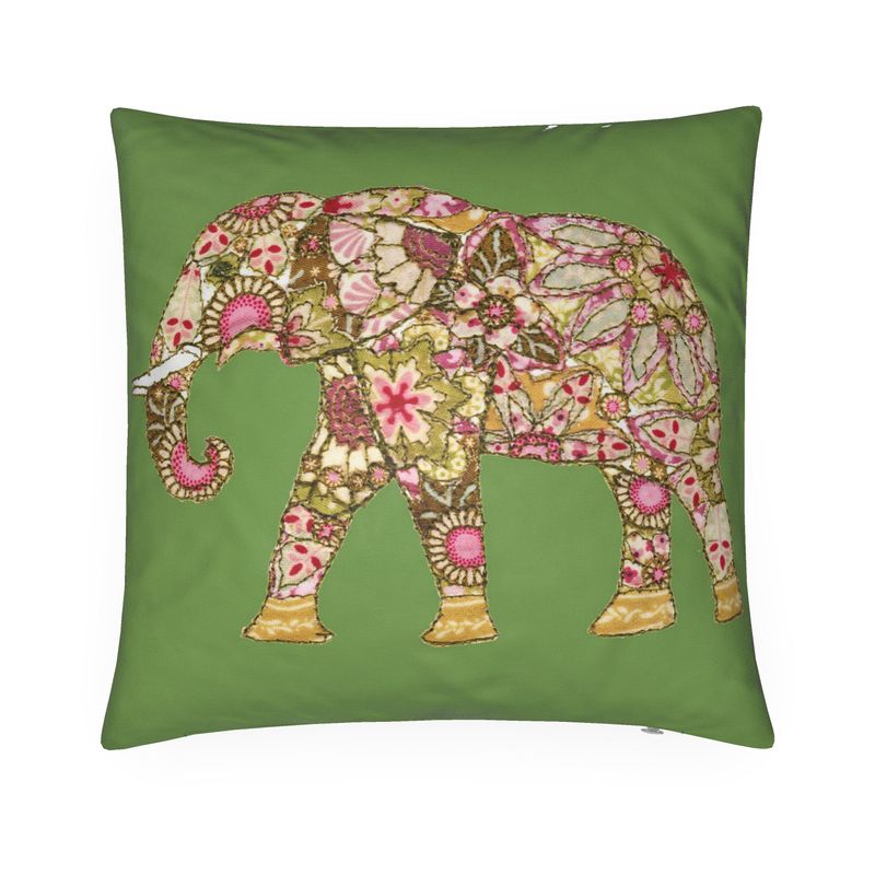 Cushion - Elephant on Moss Green