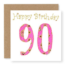 Load image into Gallery viewer, 90th Birthday Card, Age 90 Birthday Card for Her, Hand Finished with Gems (BD33)
